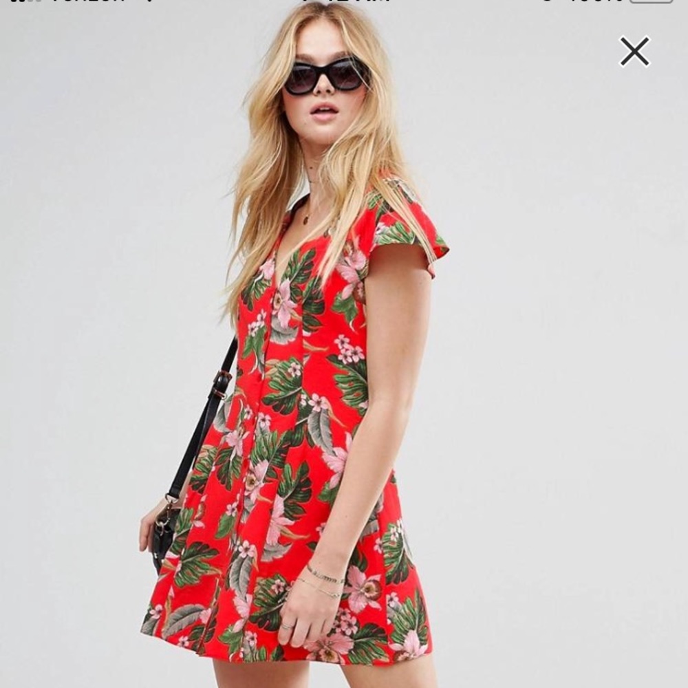 ASOS Button Through Tea Mini Dress | US 12